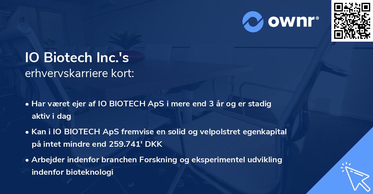 IO Biotech Inc.'s erhvervskarriere kort