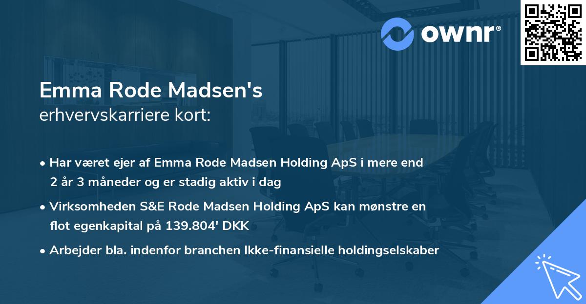 Emma Rode Madsen's erhvervskarriere kort