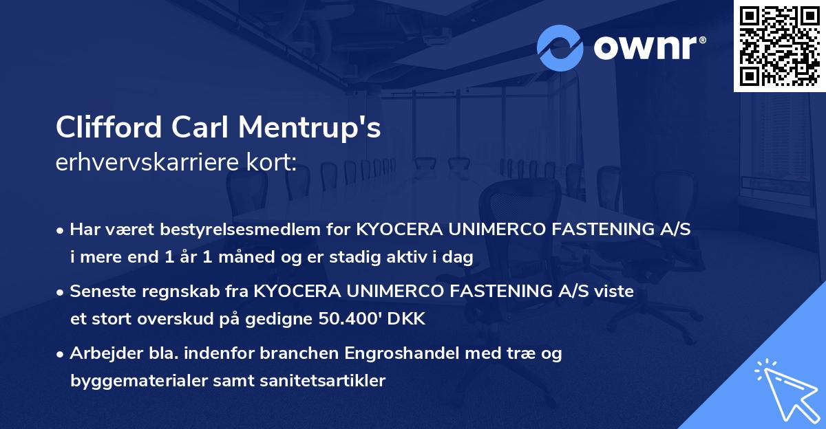 Clifford Carl Mentrup's erhvervskarriere kort