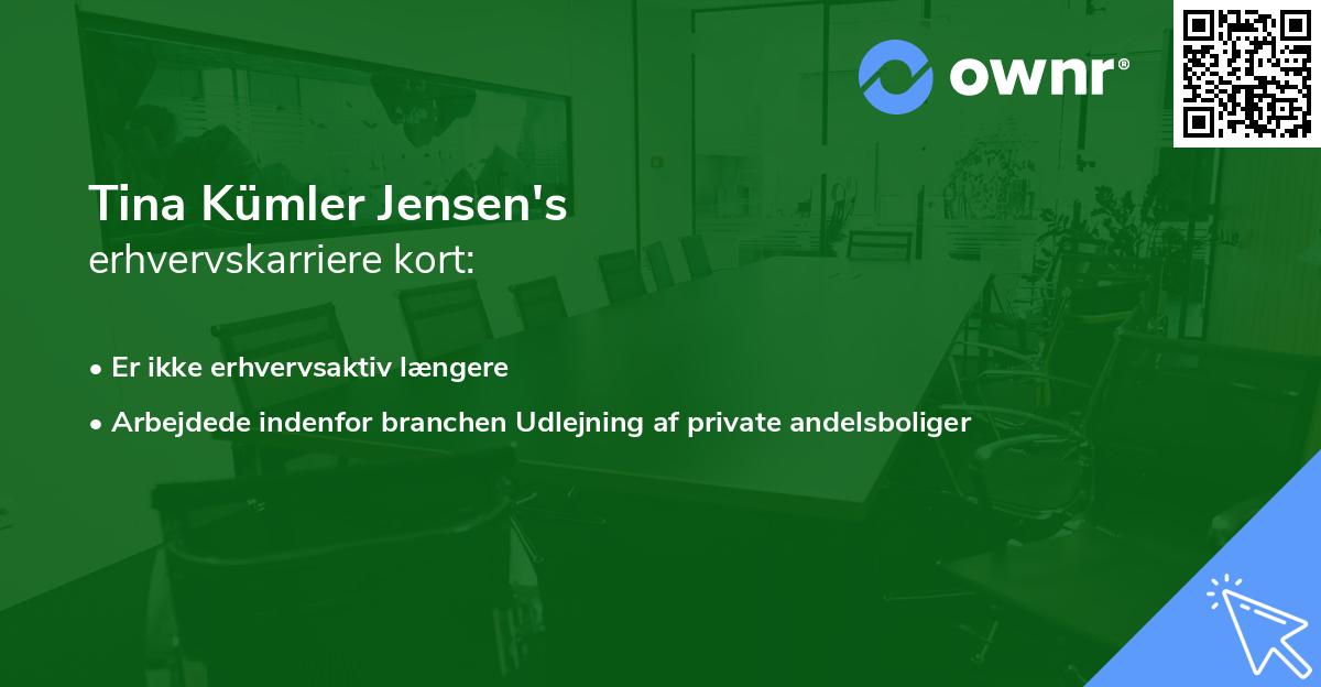 Tina Kümler Jensen's erhvervskarriere kort