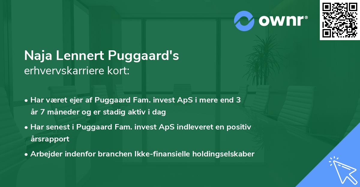 Naja Lennert Puggaard's erhvervskarriere kort