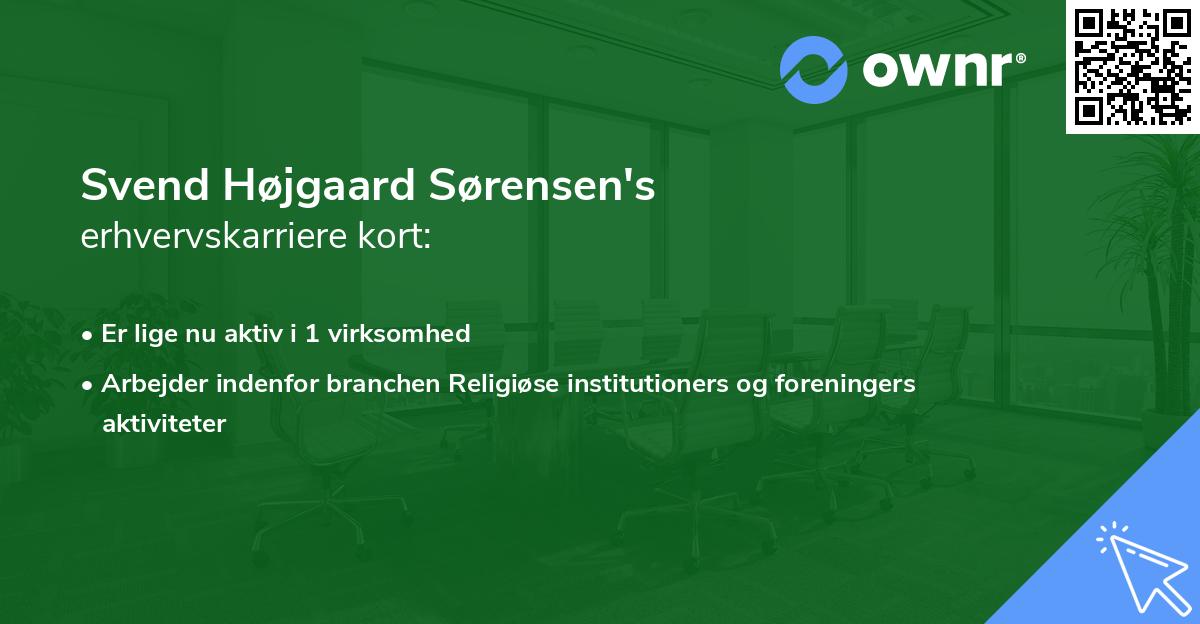 Svend Højgaard Sørensen's erhvervskarriere kort