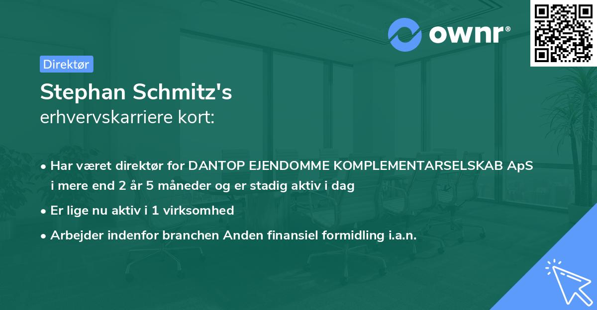 Stephan Schmitz's erhvervskarriere kort