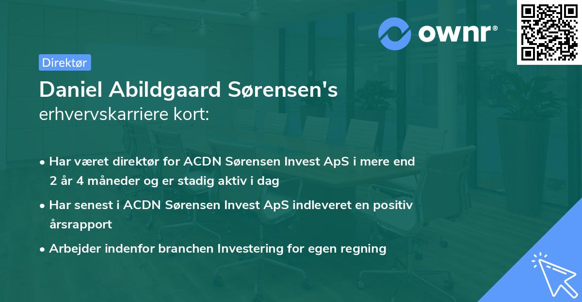 Daniel Abildgaard Sørensen's erhvervskarriere kort