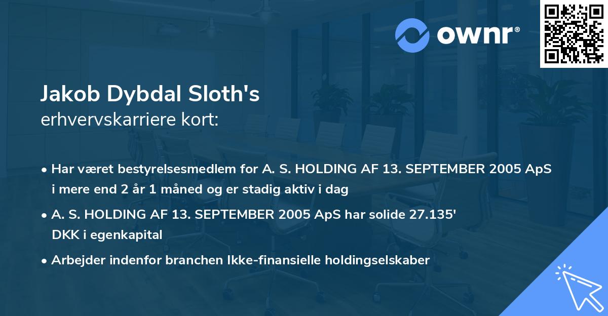 Jakob Dybdal Sloth's erhvervskarriere kort
