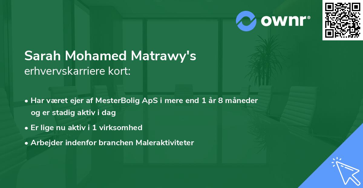 Sarah Mohamed Matrawy's erhvervskarriere kort