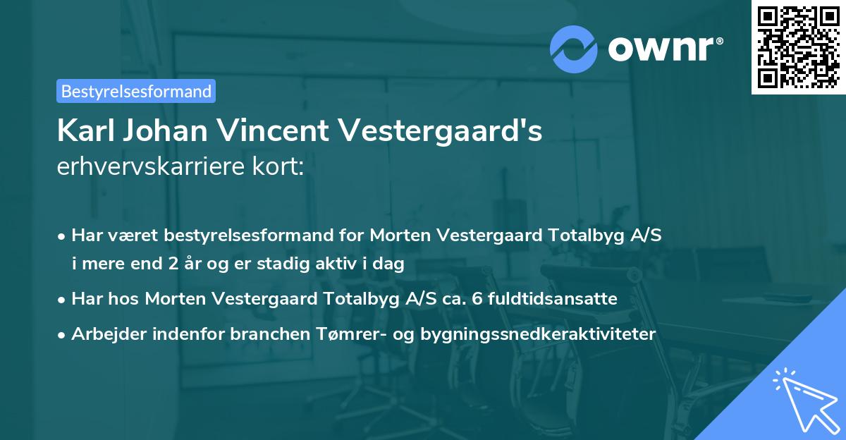 Karl Johan Vincent Vestergaard's erhvervskarriere kort