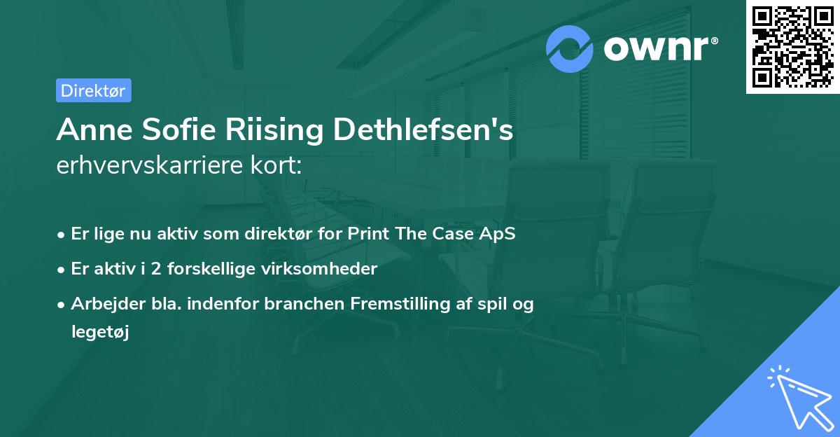Anne Sofie Riising Dethlefsen's erhvervskarriere kort