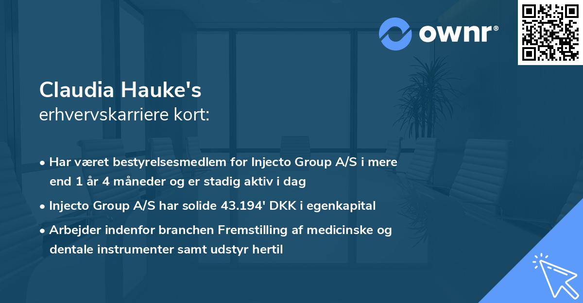 Claudia Hauke's erhvervskarriere kort