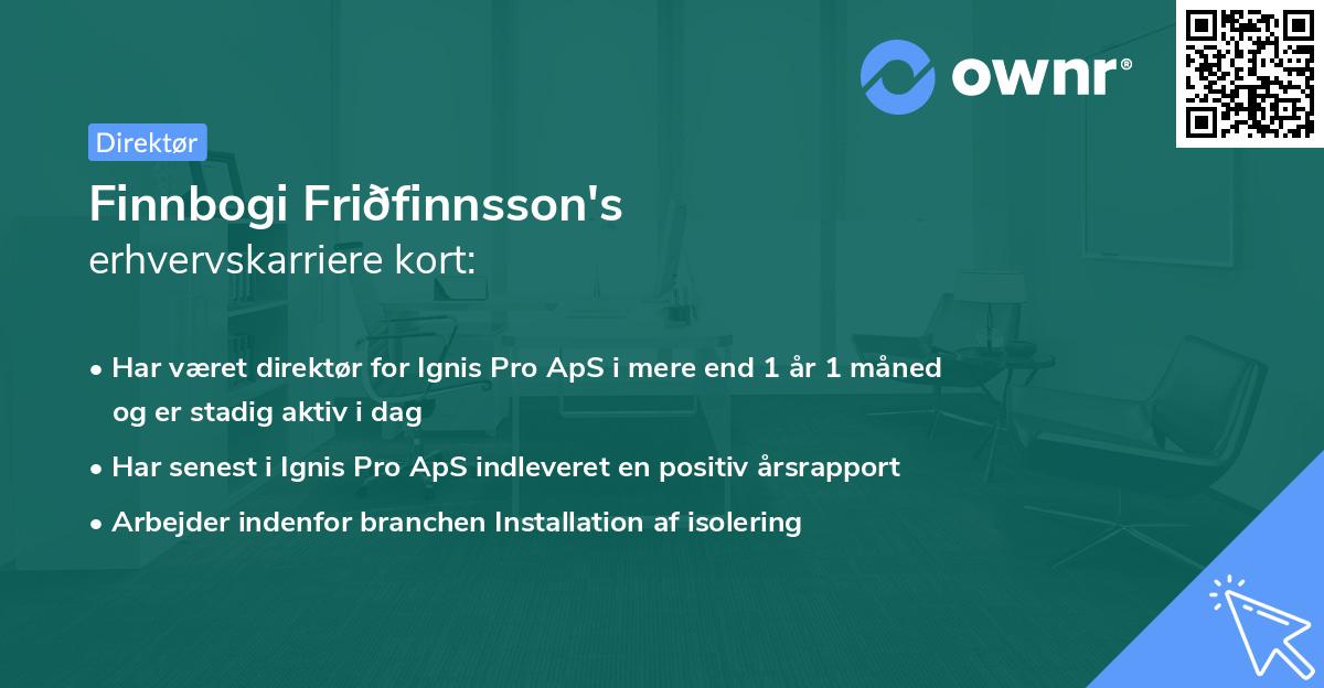 Finnbogi Friðfinnsson's erhvervskarriere kort