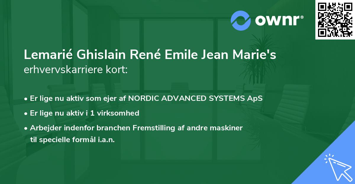 Lemarié Ghislain René Emile Jean Marie's erhvervskarriere kort