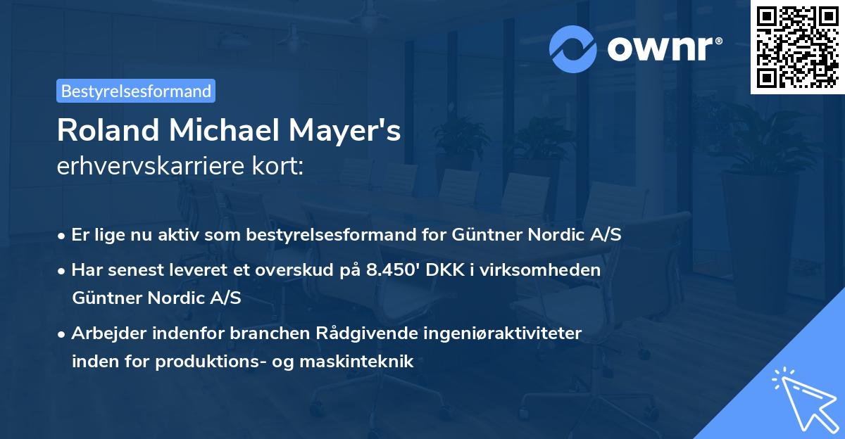 Roland Michael Mayer's erhvervskarriere kort
