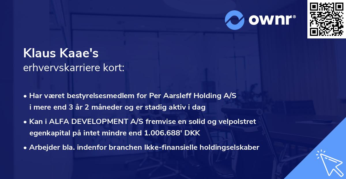 Klaus Kaae's erhvervskarriere kort