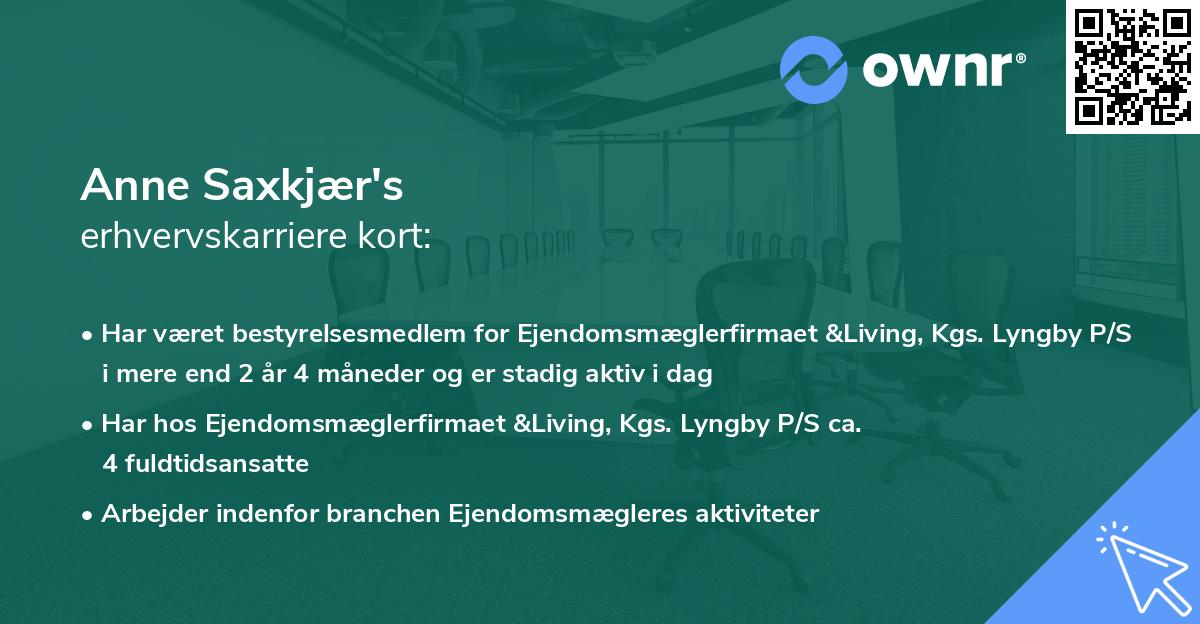 Anne Saxkjær's erhvervskarriere kort