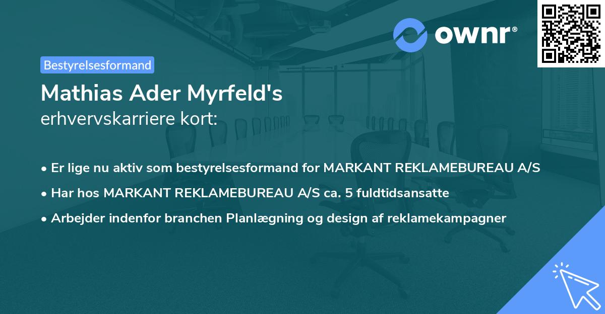 Mathias Ader Myrfeld's erhvervskarriere kort