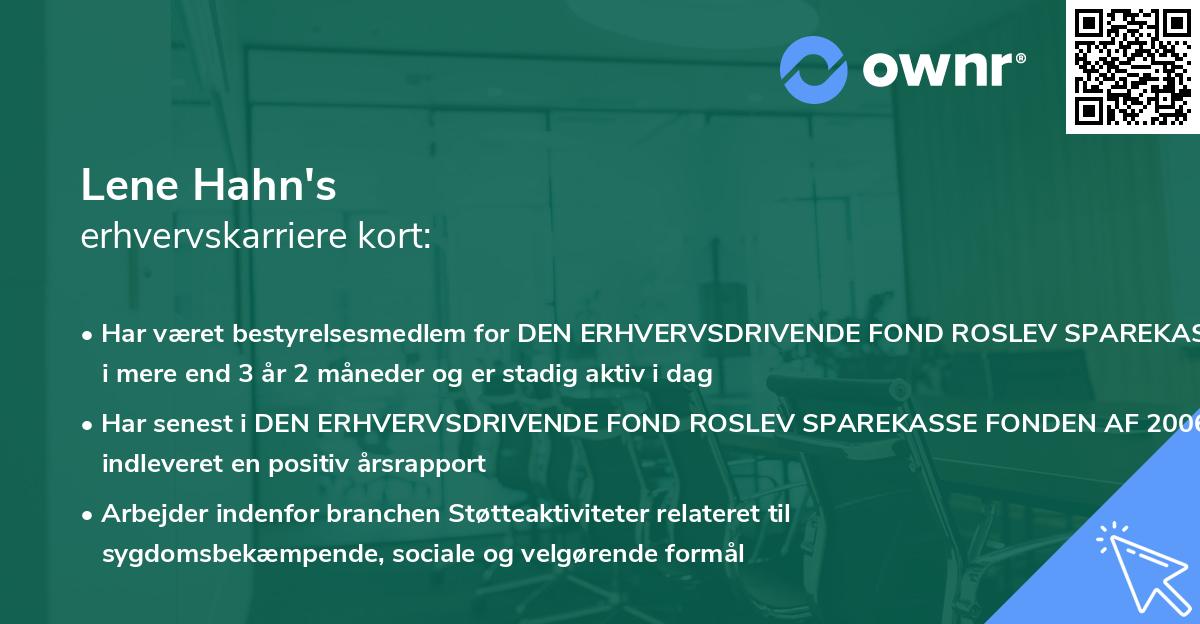 Lene Hahn's erhvervskarriere kort