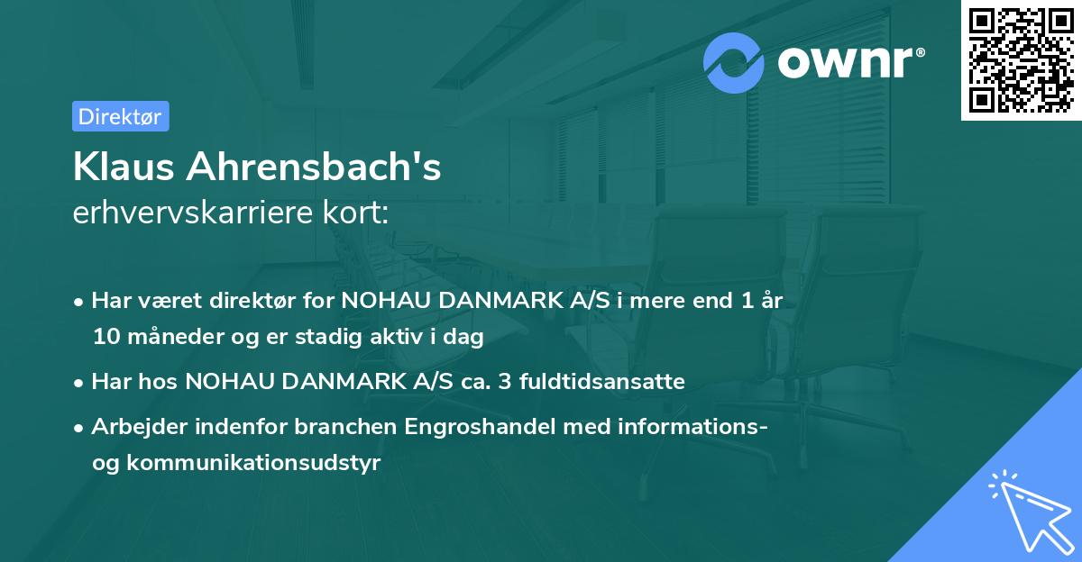Klaus Ahrensbach's erhvervskarriere kort