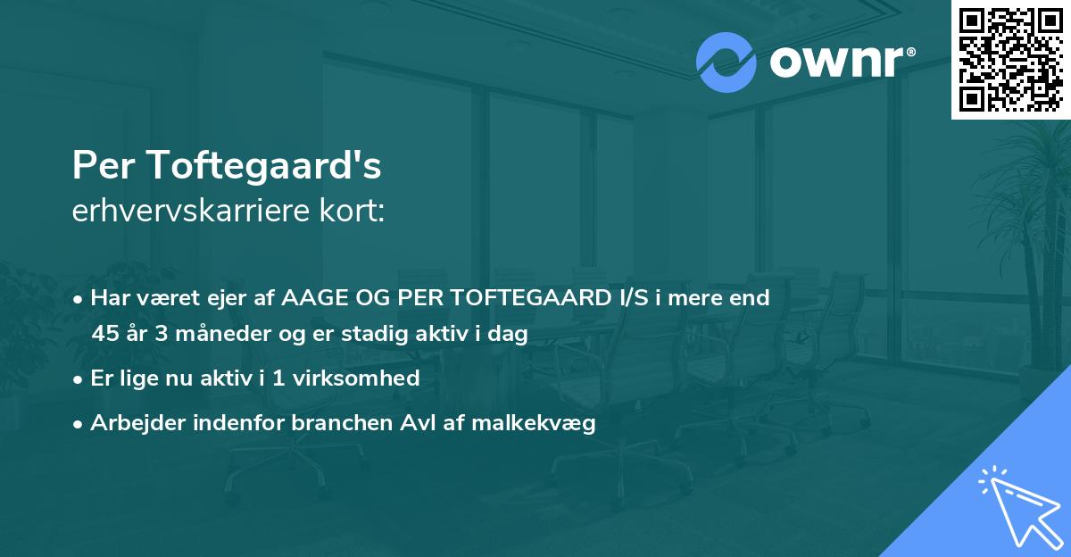 Per Toftegaard's erhvervskarriere kort