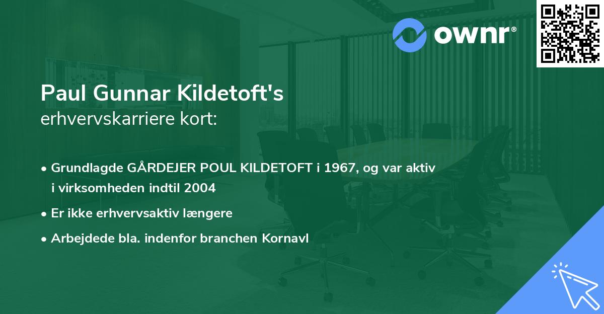 Paul Gunnar Kildetoft's erhvervskarriere kort
