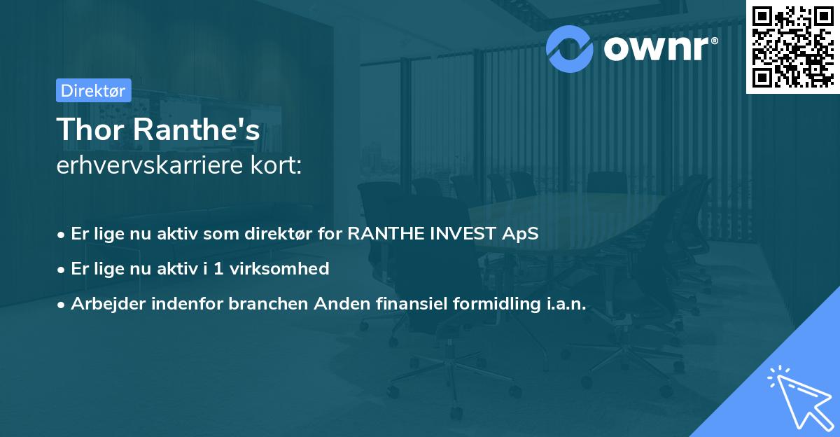 Thor Ranthe's erhvervskarriere kort