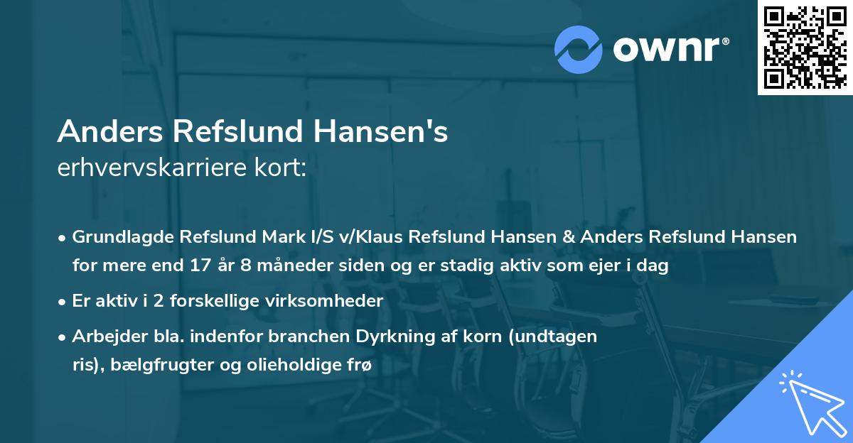 Anders Refslund Hansen's erhvervskarriere kort