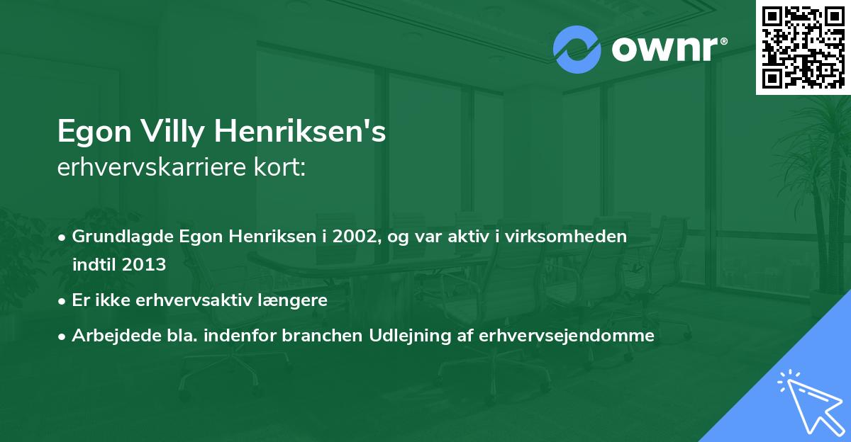 Egon Villy Henriksen's erhvervskarriere kort