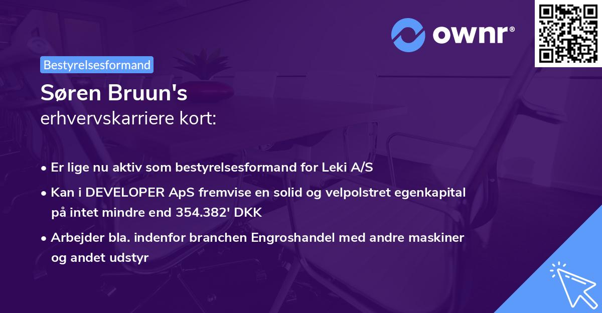 Søren Bruun's erhvervskarriere kort