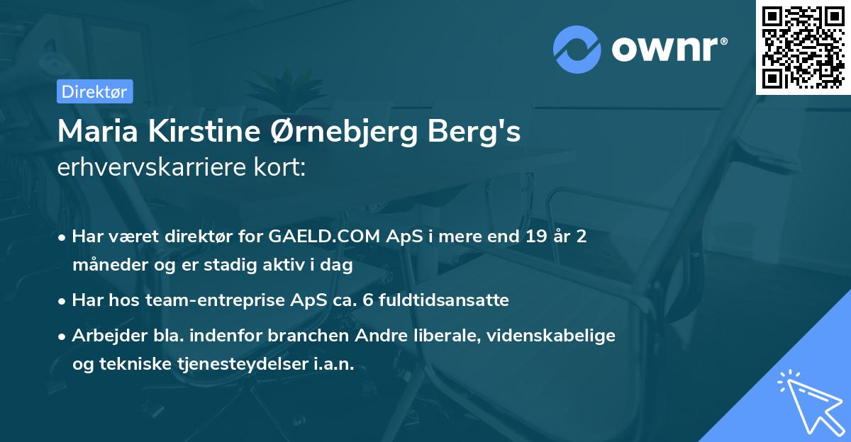 Maria Kirstine Ørnebjerg Berg's erhvervskarriere kort