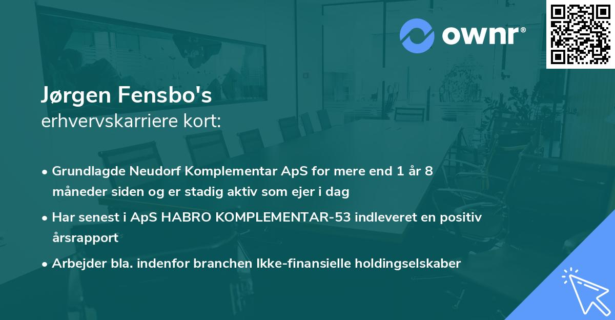 Jørgen Fensbo's erhvervskarriere kort