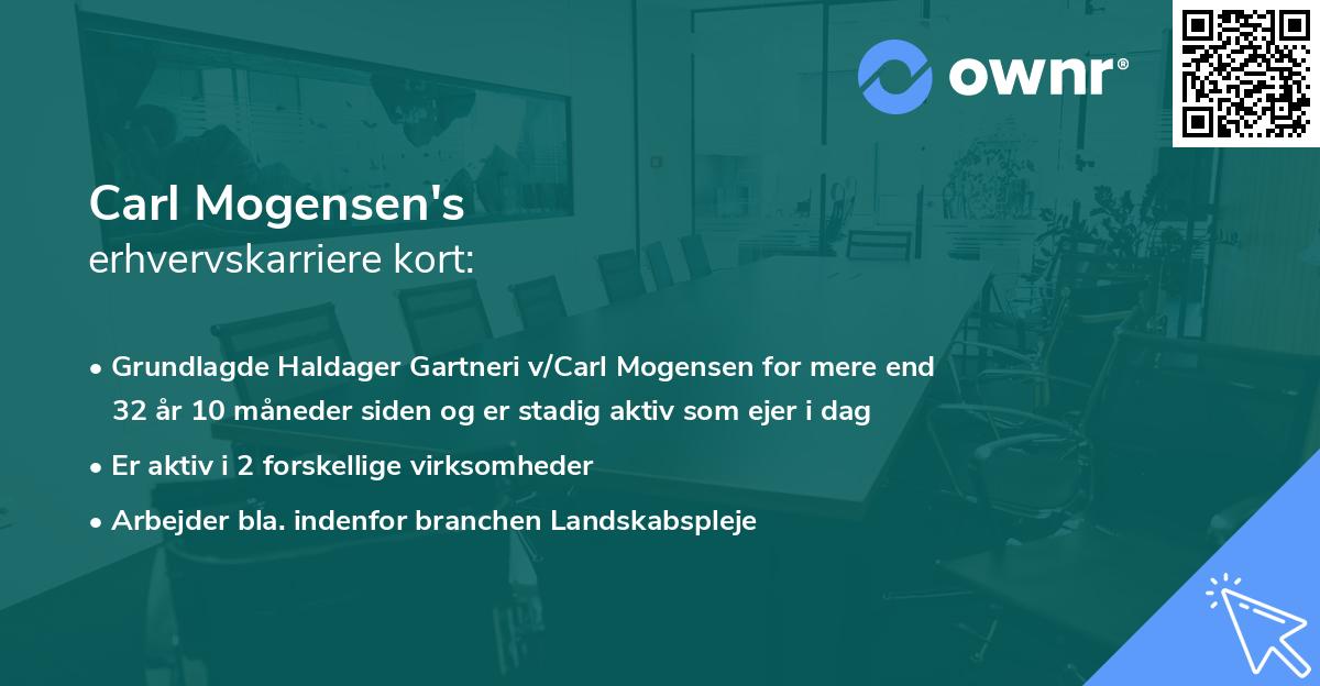 Carl Mogensen's erhvervskarriere kort