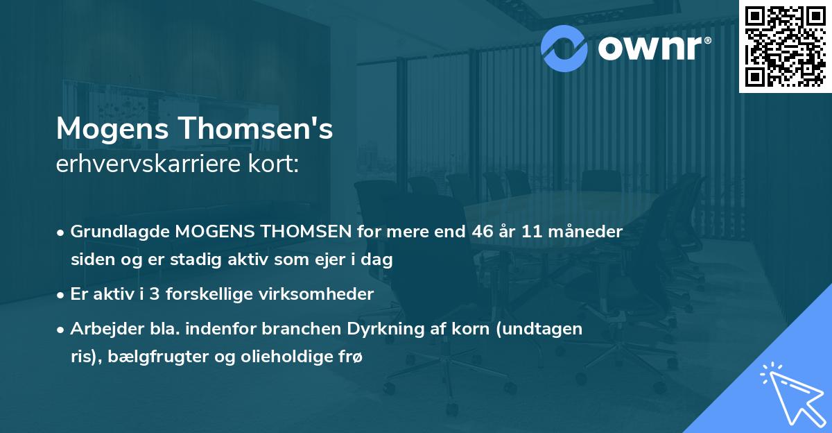 Mogens Thomsen's erhvervskarriere kort