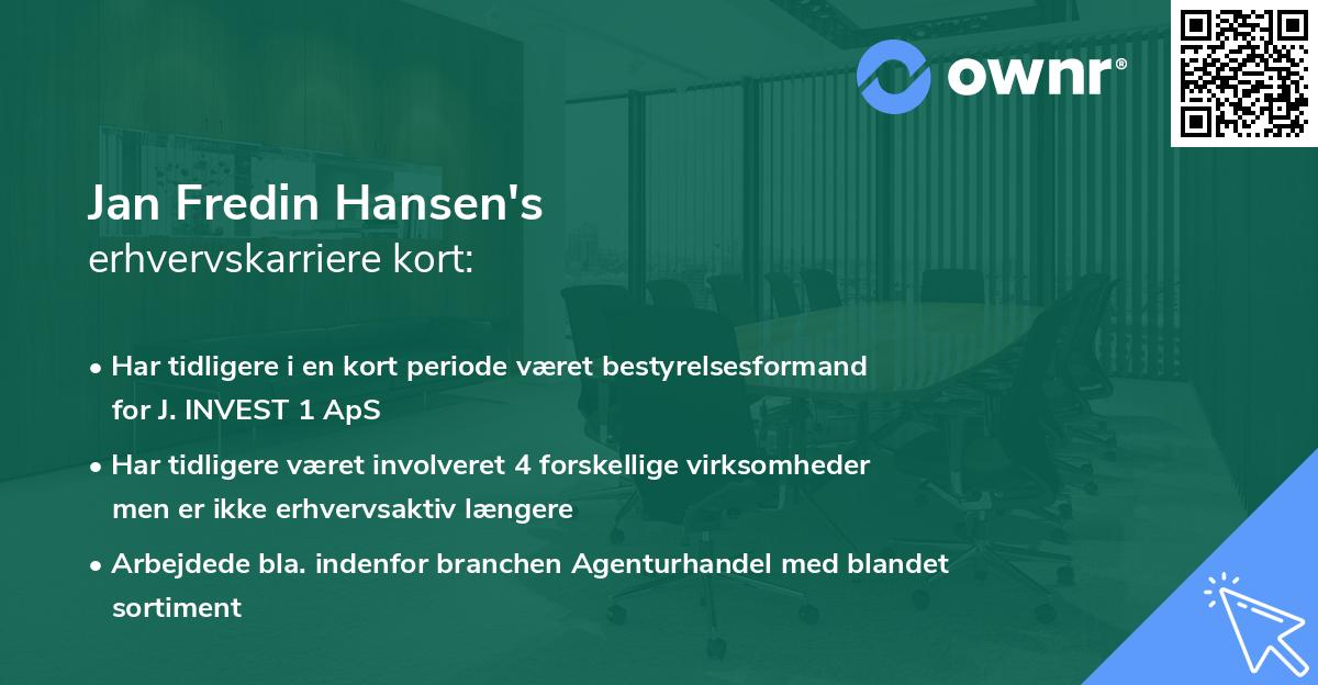 Jan Fredin Hansen's erhvervskarriere kort