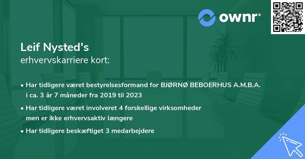 Leif Nysted's erhvervskarriere kort