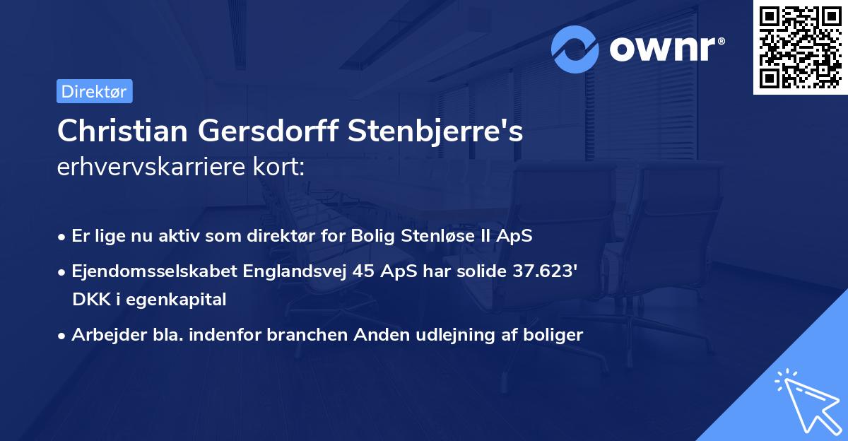 Christian Gersdorff Stenbjerre's erhvervskarriere kort