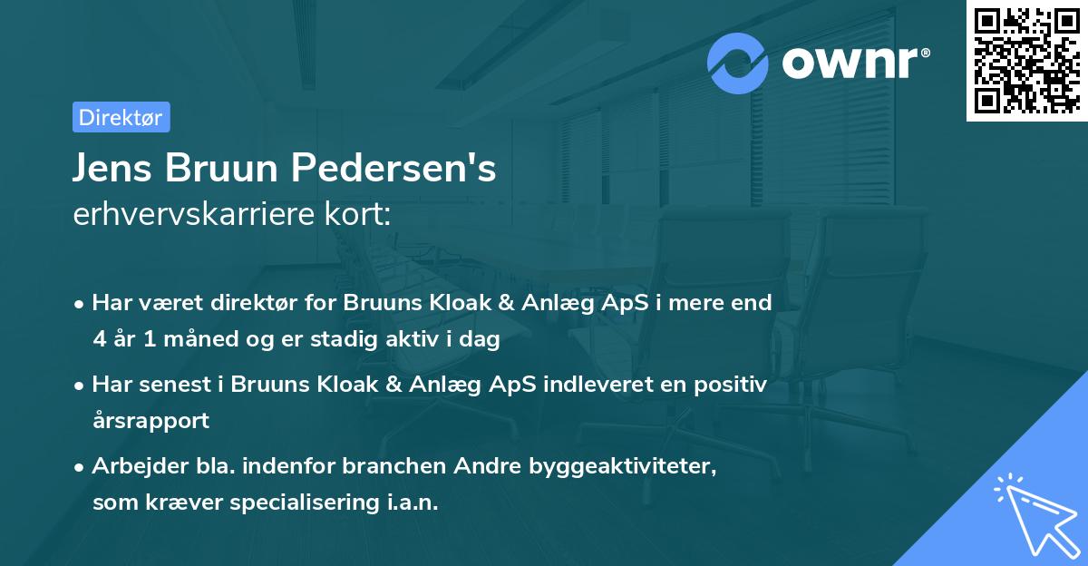 Jens Bruun Pedersen's erhvervskarriere kort