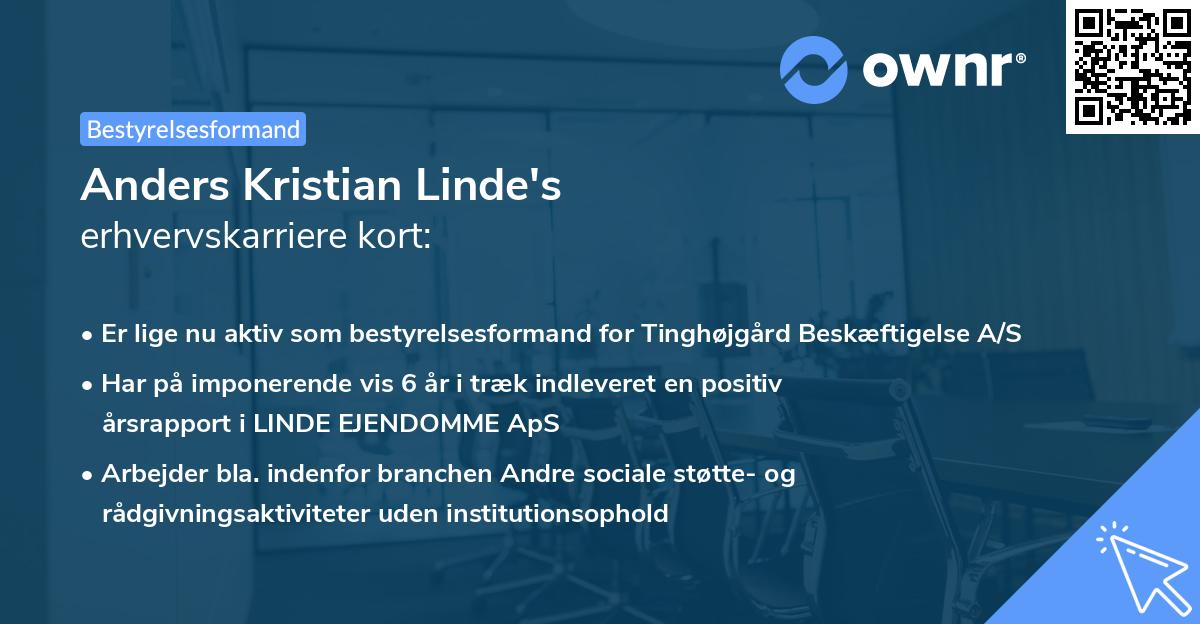 Anders Kristian Linde's erhvervskarriere kort