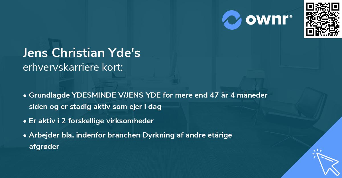 Jens Christian Yde's erhvervskarriere kort