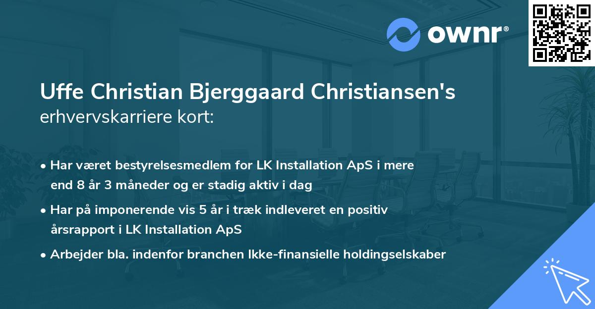 Uffe Christian Bjerggaard Christiansen's erhvervskarriere kort