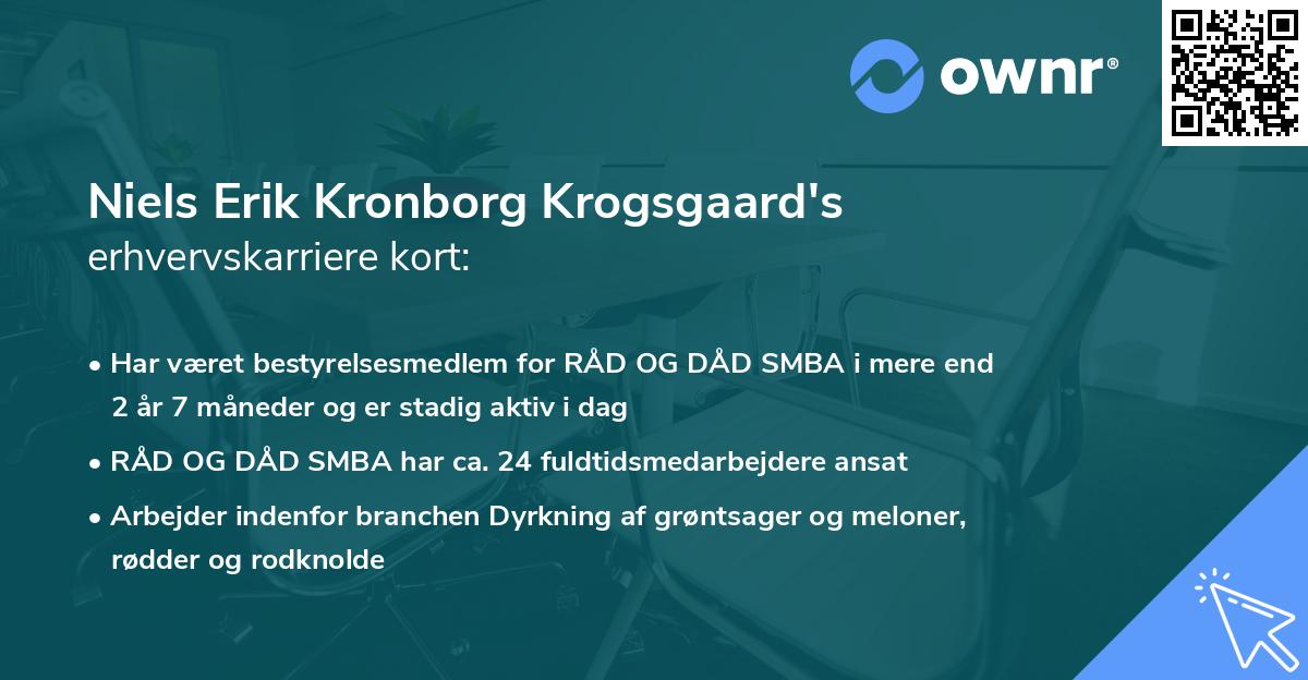 Niels Erik Kronborg Krogsgaard's erhvervskarriere kort