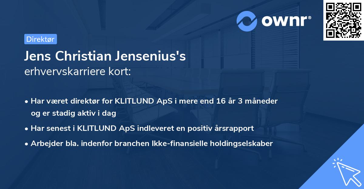 Jens Christian Jensenius's erhvervskarriere kort