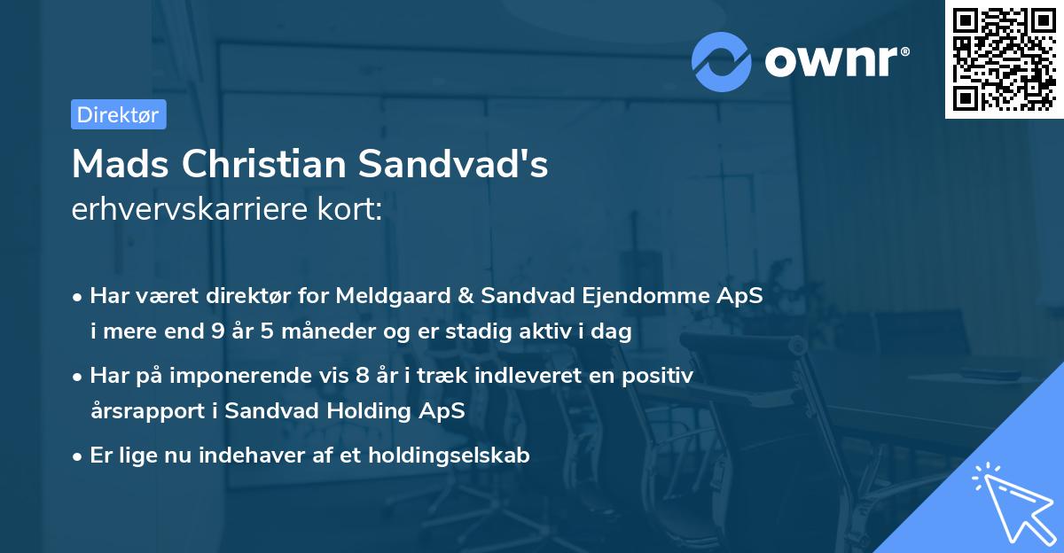 Mads Christian Sandvad's erhvervskarriere kort