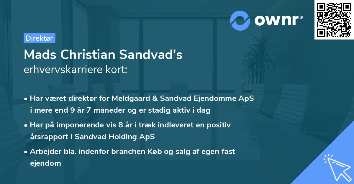 Mads Christian Sandvad's erhvervskarriere kort