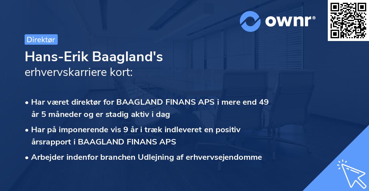 Hans-Erik Baagland's erhvervskarriere kort