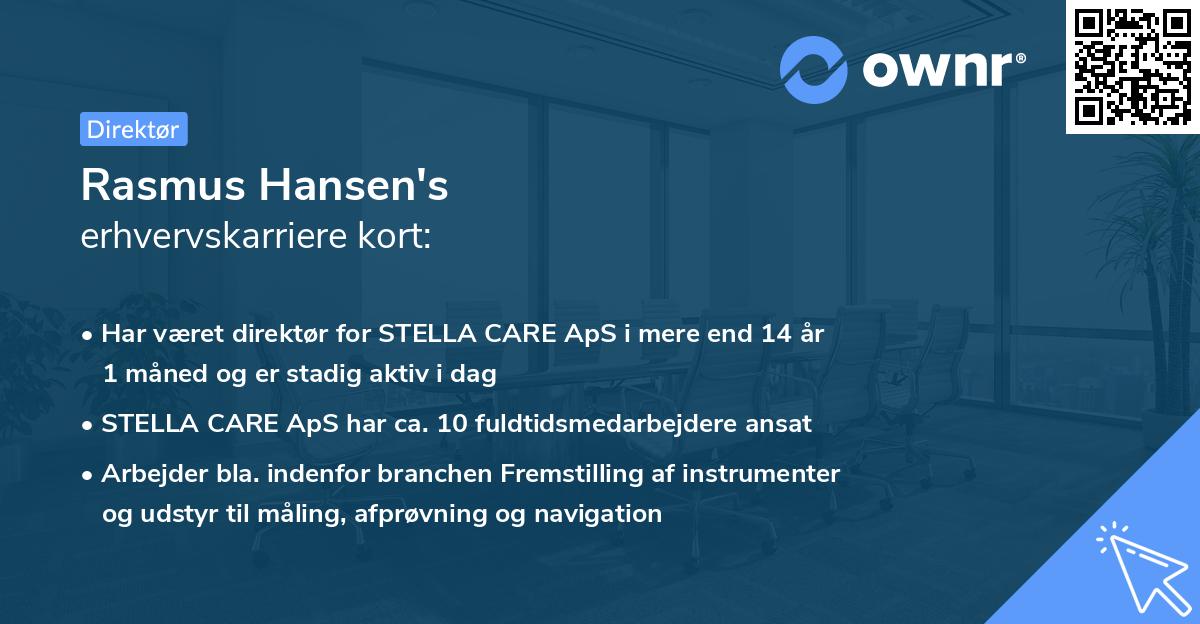 Rasmus Hansen's erhvervskarriere kort