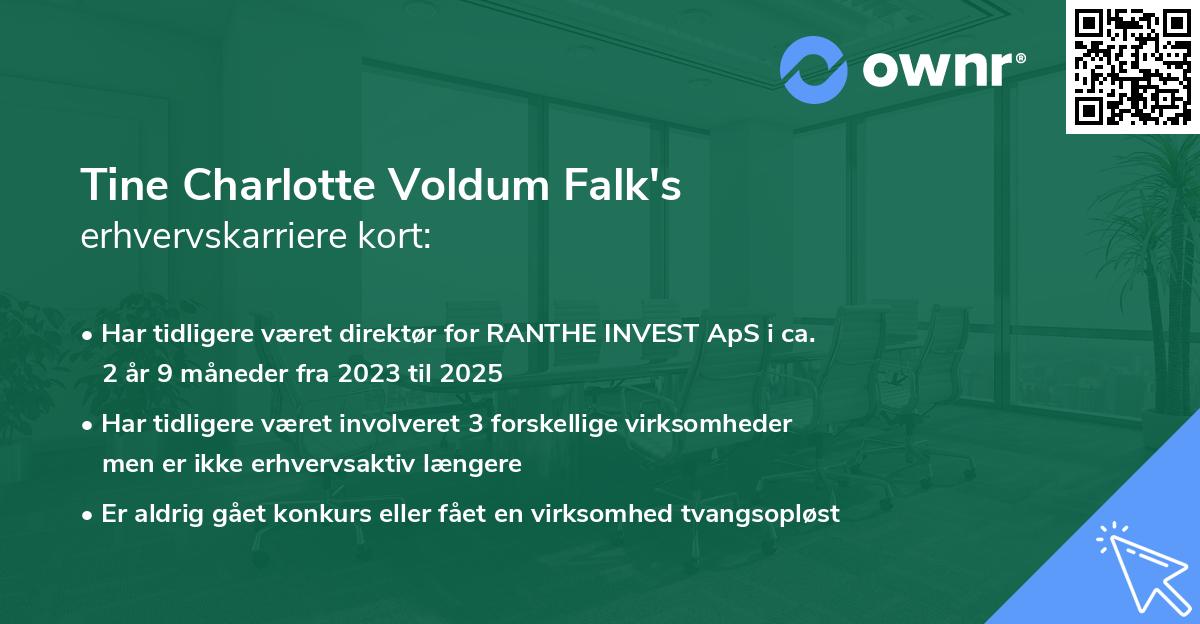 Tine Charlotte Voldum Falk's erhvervskarriere kort