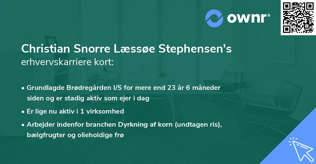 Christian Snorre Læssøe Stephensen's erhvervskarriere kort