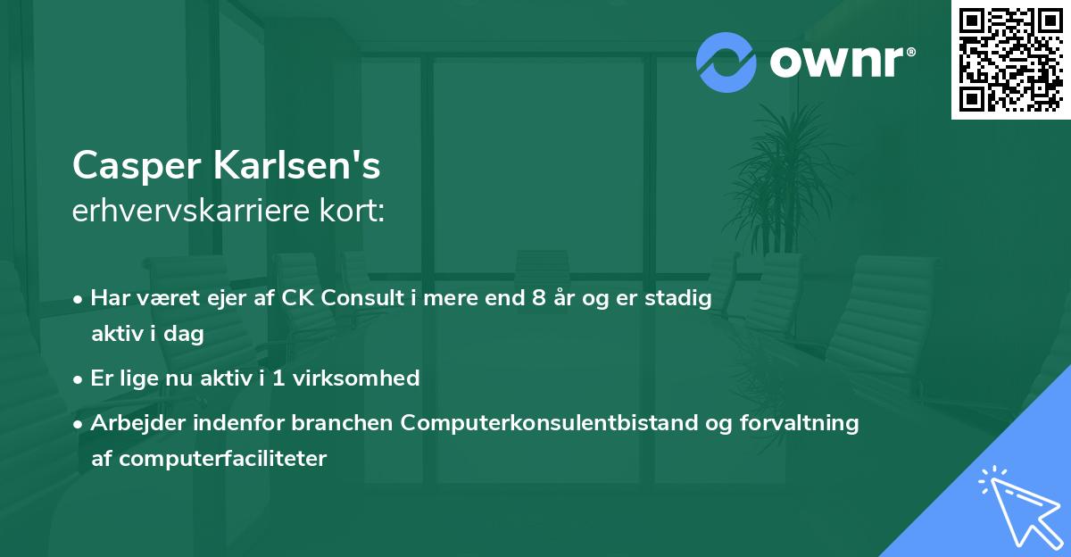 Casper Karlsen's erhvervskarriere kort