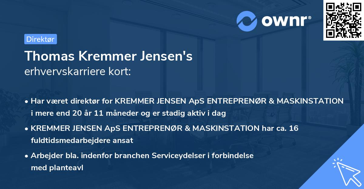 Thomas Kremmer Jensen's erhvervskarriere kort