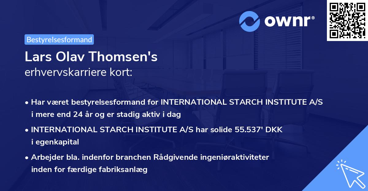 Lars Olav Thomsen's erhvervskarriere kort
