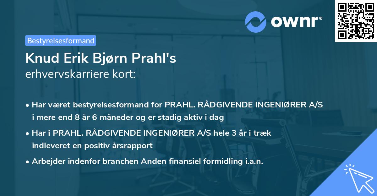 Knud Erik Bjørn Prahl's erhvervskarriere kort